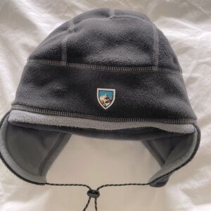 KUHL Black with Gray trim Fleece Winter Hat with Ear Flaps